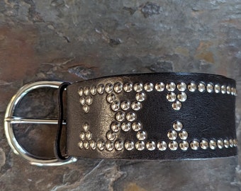 BANANA REPUBLIC black studded leather belt M