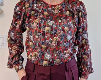 SILKY SHEER BLOUSE sheer stripe M