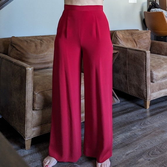 HIGH WAIST wide leg PANTS red S - image 1