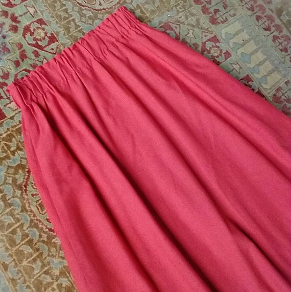 RED MIDI SKIRT 1980's vintage with pockets S M (G… - image 9