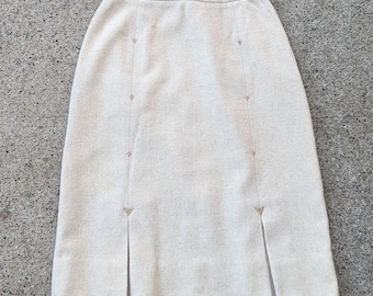 1950's 1960's CREAM PENCIL SKIRT xs