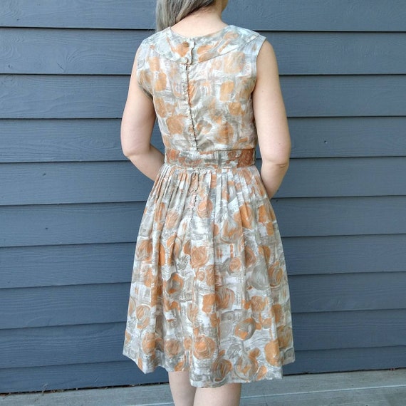 1960's WATERCOLOR FLORAL DRESS 60's S (E2) - image 9