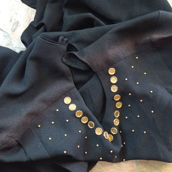 1940's STUDDED PEPLUM BLOUSE 40's black xs (N1) - image 8