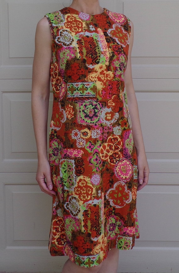 john abbott BRIGHTLY COLORED SHIFT dress vintage 1