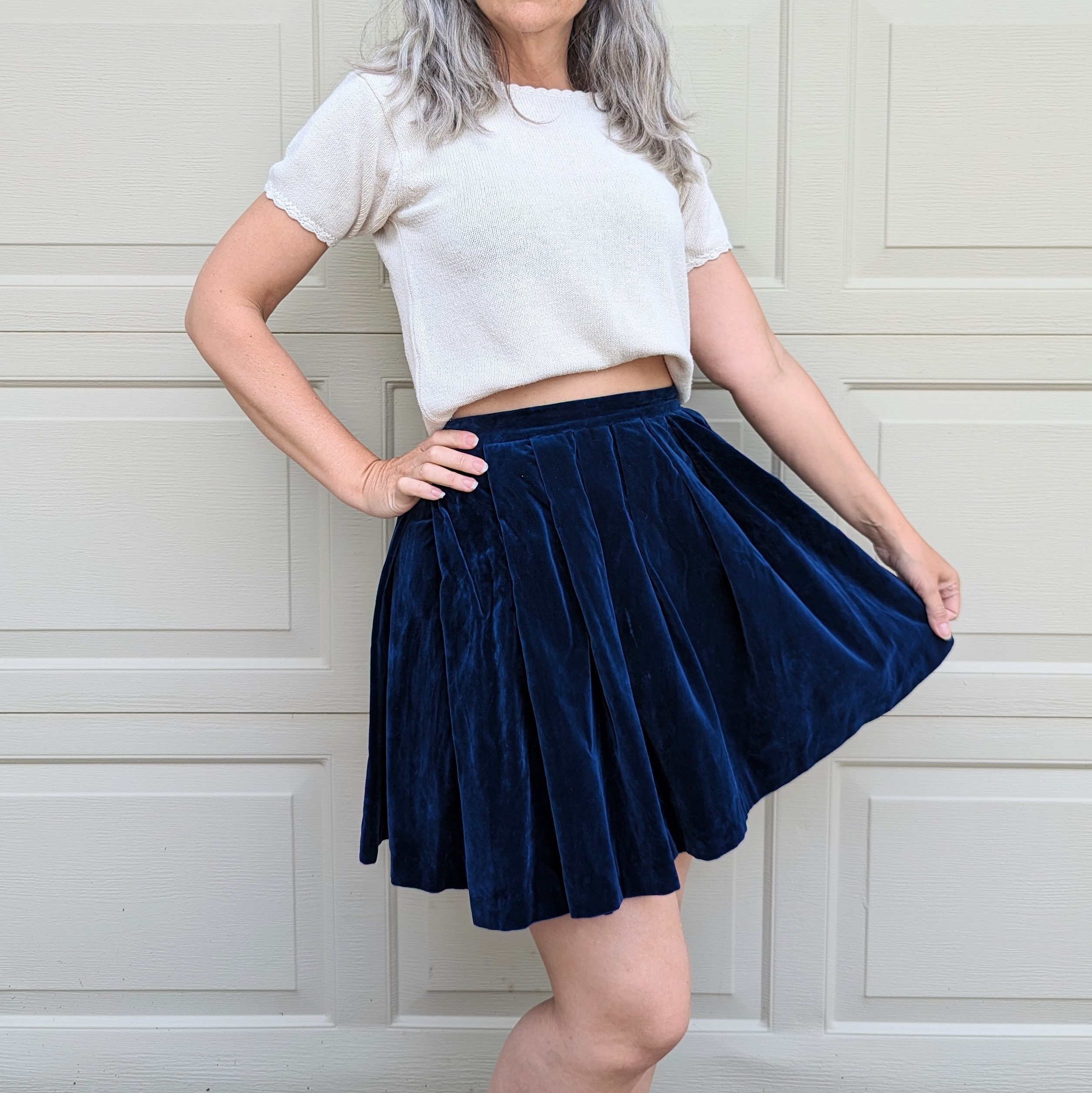 BLUE VELVET SKIRT 1950 s 50 s Mini Xs S O9 Etsy Canada