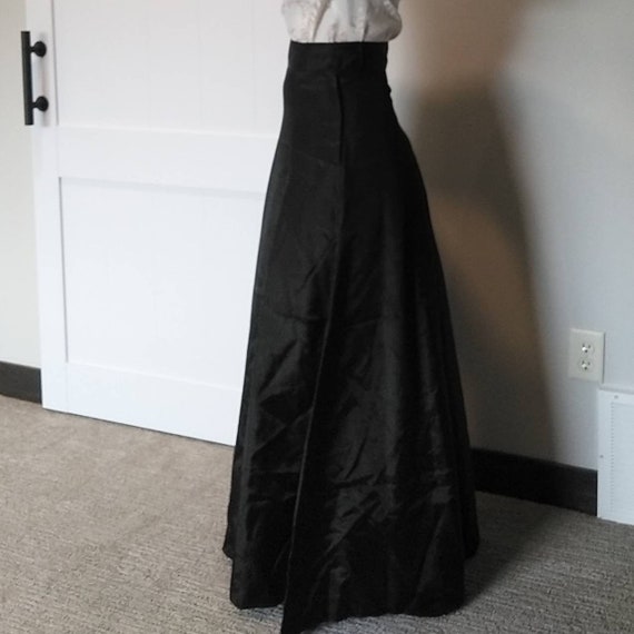 HIGH WAISTED MAXI skirt black taffeta S (D5) - image 7
