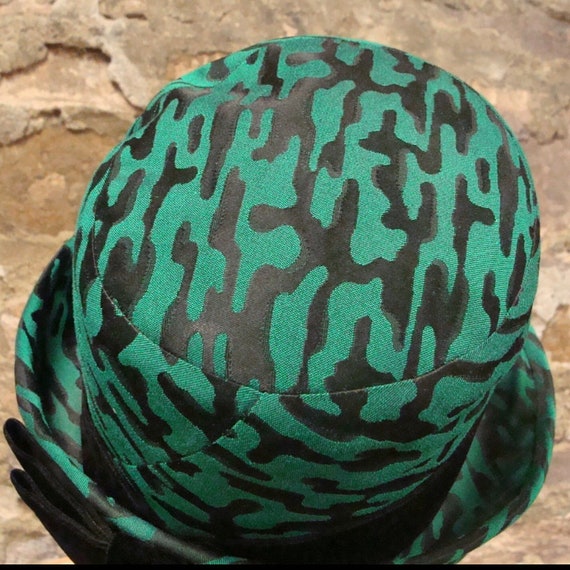 green black VINTAGE JACQUARD HAT 1950's 1960's - image 5