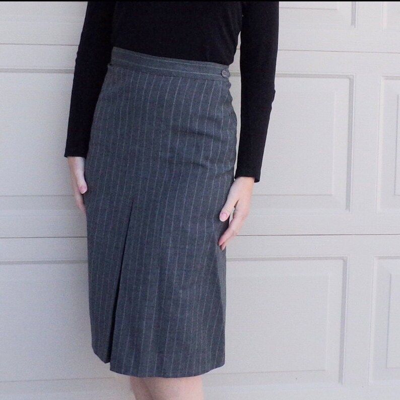 1954 GRAY WOOL SUIT 50's winter skirt set 1950's S K7 image 7