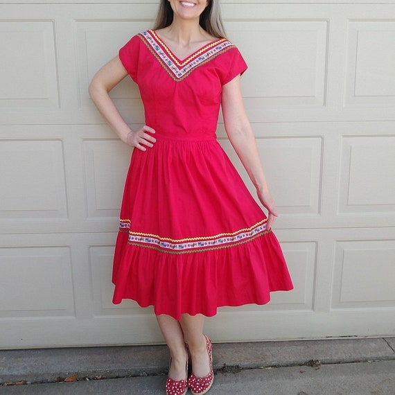 1950s WESTERN PATIO SET 50s skirt and blouse S (A1
