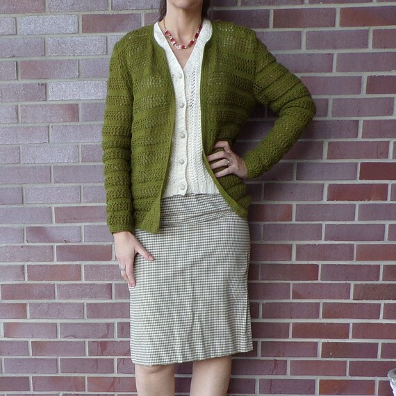 pea green cardigan