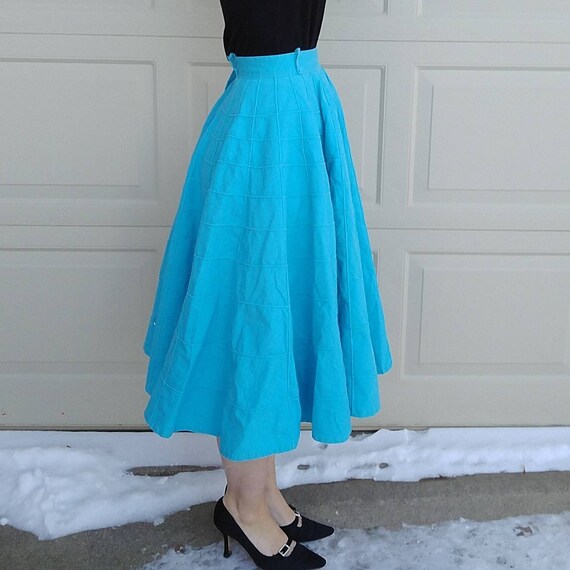 AQUA CIRCLE SKIRT 1950s 50s cotton xs xxs (K10) - image 4