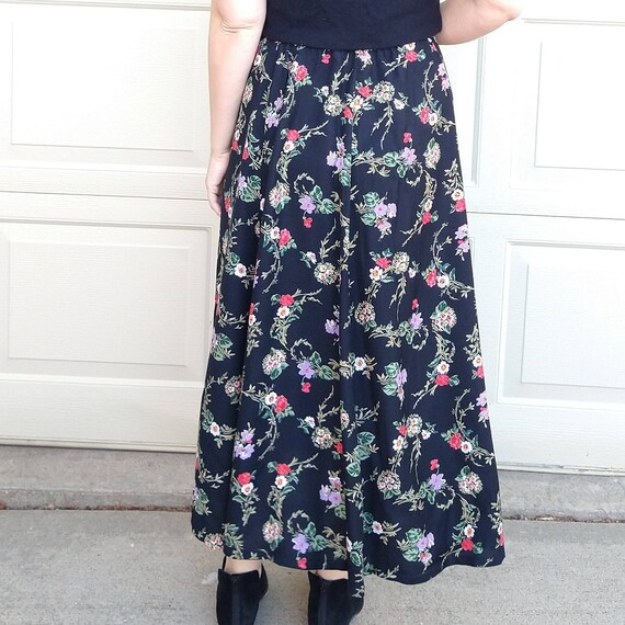 FLORAL MAXI SKIRT 1990's rayon plus size volup 24… - image 4
