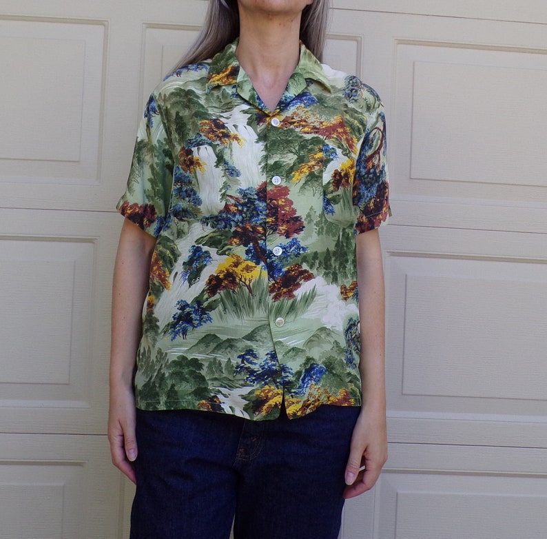 VINTAGE 1950/'s 50s RAYON SHIRT Japan M