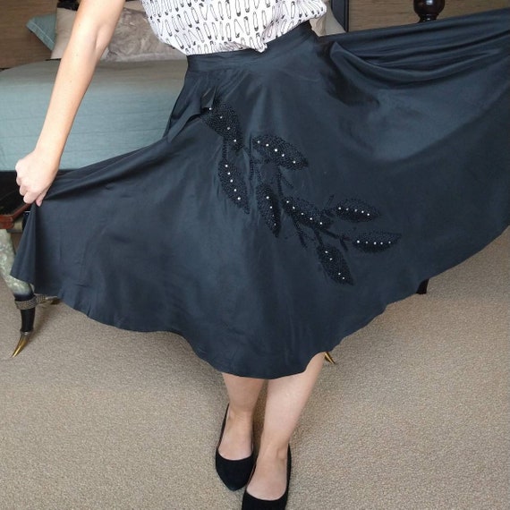 rosecrest BLACK TAFFETA full SKIRT 1950's 50's S … - image 2