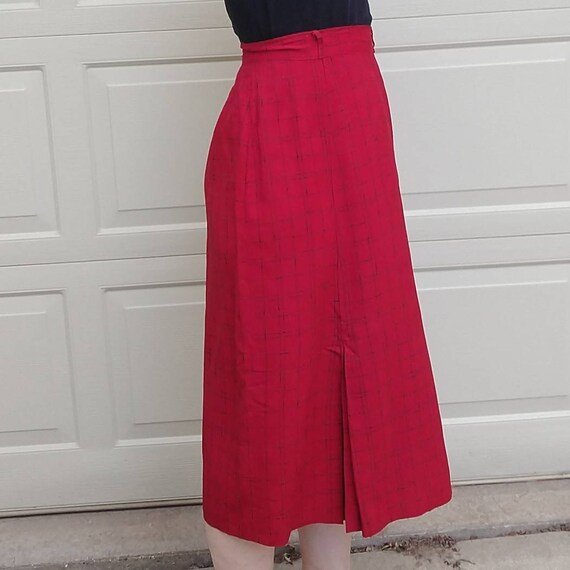 RED and BLACK windowpane PLAID vintage high waist… - image 3