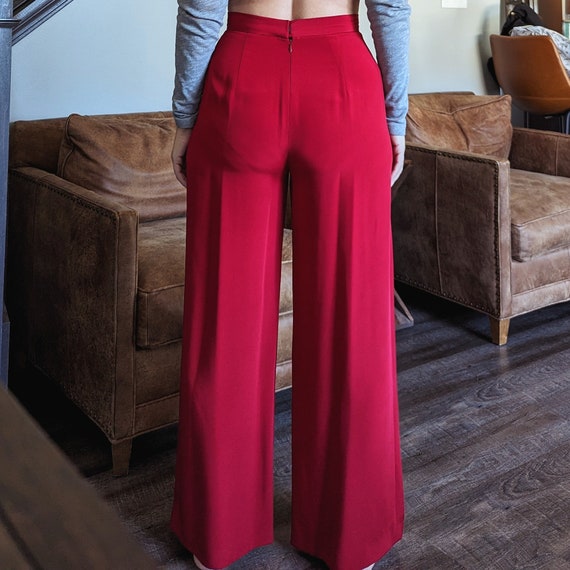 HIGH WAIST wide leg PANTS red S - image 5