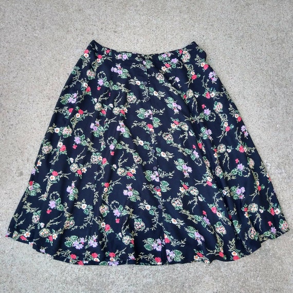 FLORAL MAXI SKIRT 1990's rayon plus size volup 24… - image 5