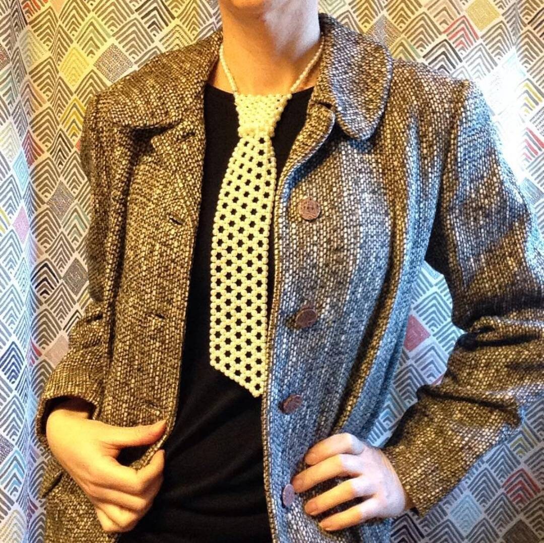 憧れ Brown (J8 L M 1960's 1950's JACKET TWEED VINTAGE Ivory Black ジャケット・アウター