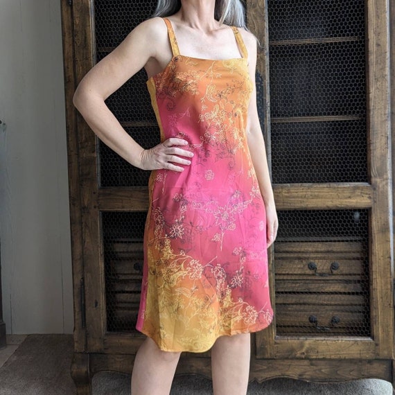 1990's Y2K BIAS CUT DRESS ombre sundress S (J2) - image 1