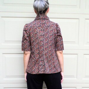 FLORAL TWILL JACKET art smock utility 70's does 30's S xs B2 image 7