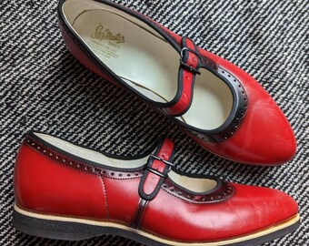 1940's STEPMASTER MARY JANE red shoes 40's (E11)