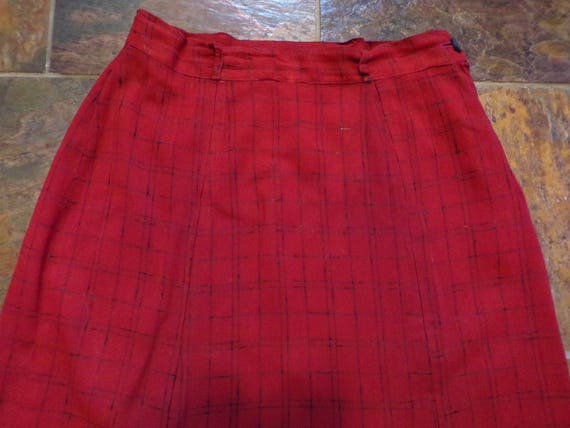 RED and BLACK windowpane PLAID vintage high waist… - image 7