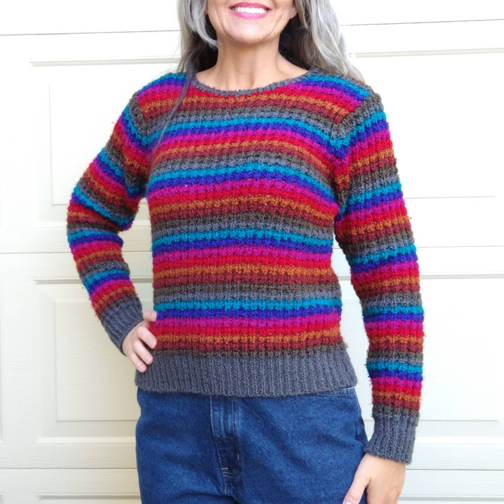 ae rainbow striped pullover sweater