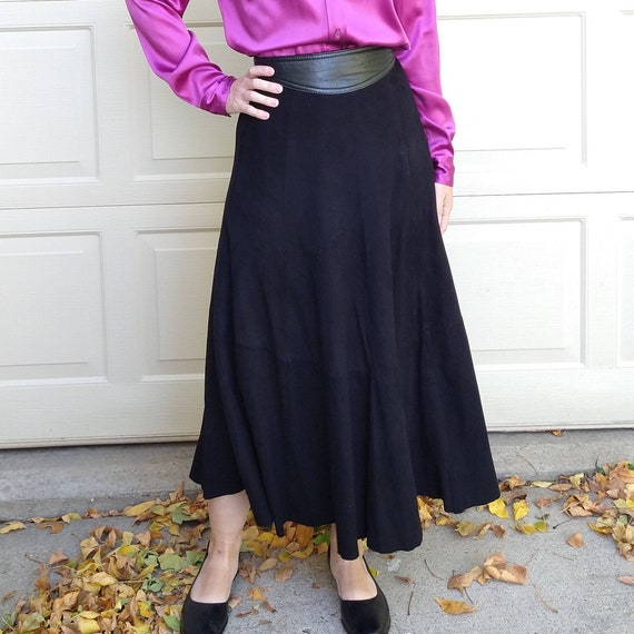 buttery soft SUEDE LEATHER SKIRT long maxi S (F5) - image 4
