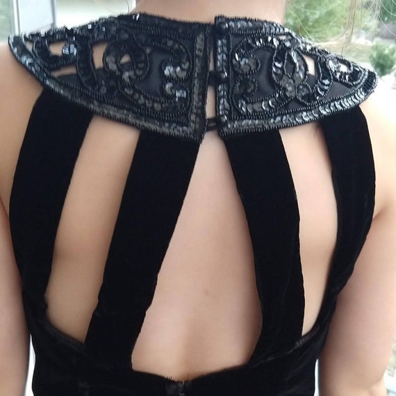 JESSICA McCLINTOCK little black velvet DRESS 1980… - image 4