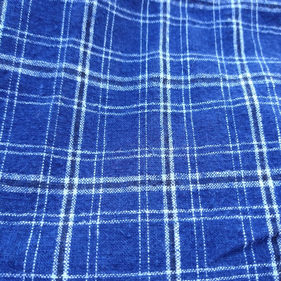 BLUE PLAID SHORTS linen blend high waist S (A10) - image 9