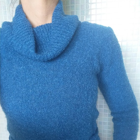 1970's BOUCLE COWL NECK sweater 70's S (O1) - image 5