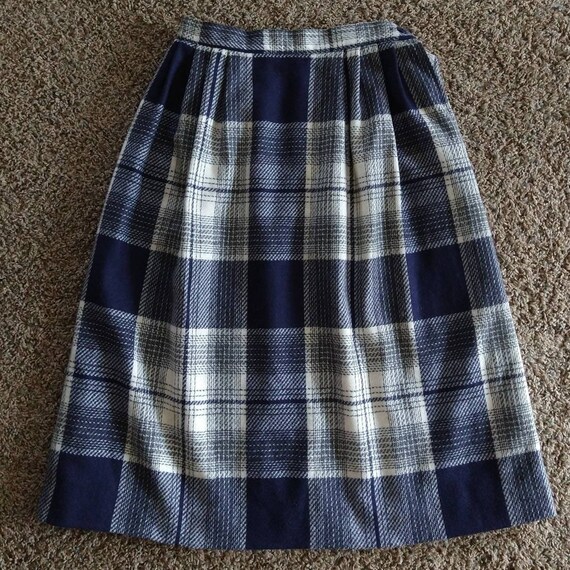 PLAID MIDI SKIRT haberdashery 1970's 1980's S (A7) - image 7