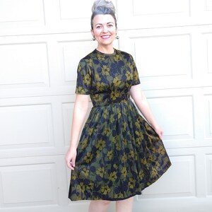 1960's FLORAL DAY DRESS 60's full skirt S image 3