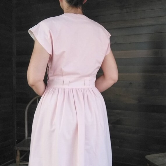 PINK COTTON PIQUE 1950's 50's dress S M (F6) - image 8