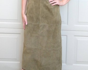 TERRY LEWIS suede maxi SKIRT Y2K S M (E7)