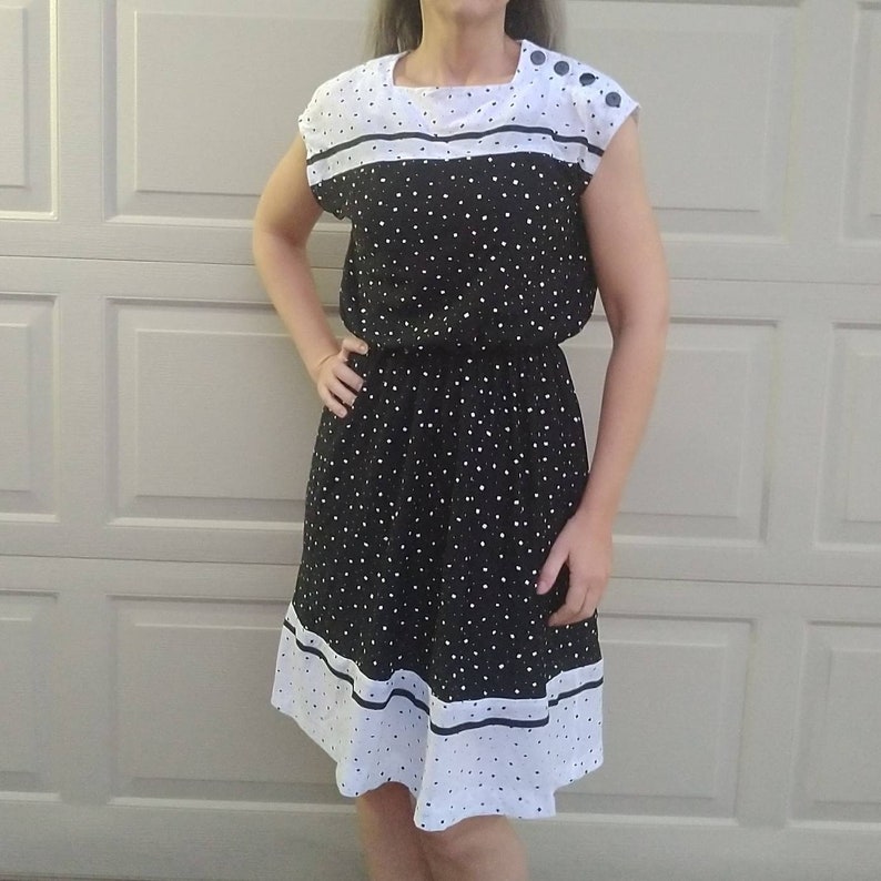 CONFETTI PRINT day DRESS 1980/'s 80/'s S M A12