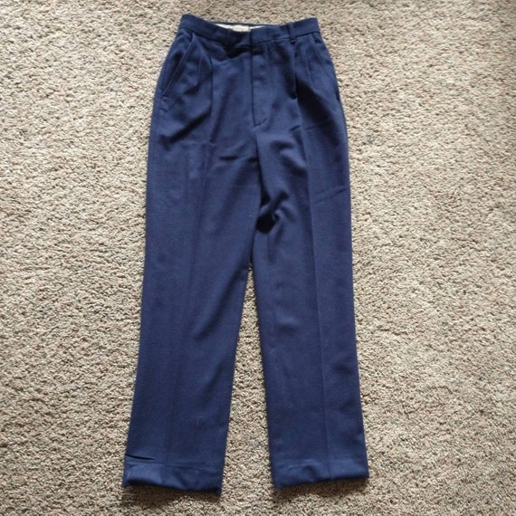 NAVY BLUE WOOL high waisted trousers S xs - image 1