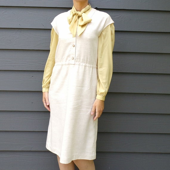 linen-look VINTAGE JUMPER DRESS M (B2) - image 7