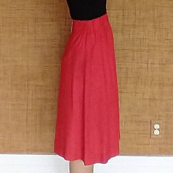 RED MIDI SKIRT 1980's vintage with pockets S M (G… - image 5