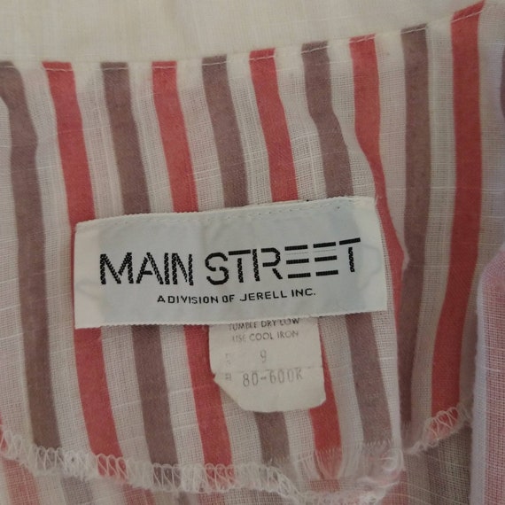 main street 1980's STRIPED VINTAGE BLOUSE pink wh… - image 10