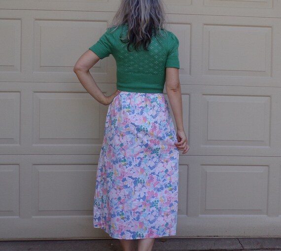 PASTEL FLORAL SKIRT jos a bank 1980's 80's S (B8) - image 5