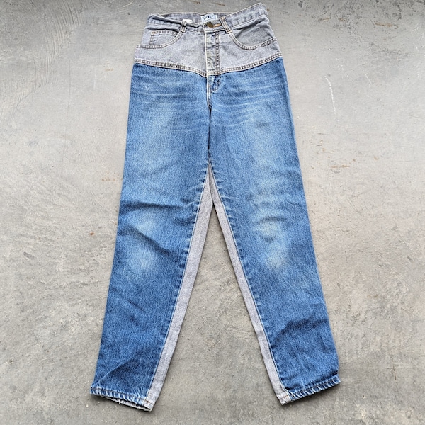 cool TWO TONE JEANS 1980's 80's denim xs (O4)