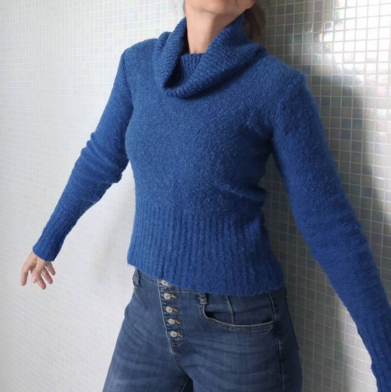 1970's BOUCLE COWL NECK sweater 70's S (O1) - image 3