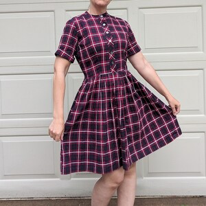 1960s Plaid Shirtwaist Dress with Vented Back