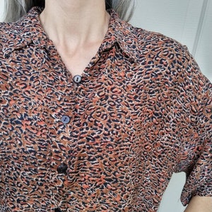 ANIMAL PRINT SHIRT rayon button-down top xl L D6 image 4