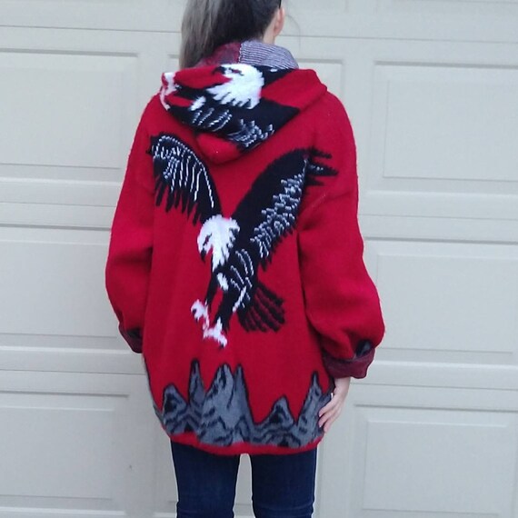 ECUADORIAN HOODED SWEATER zip front xl (H11)