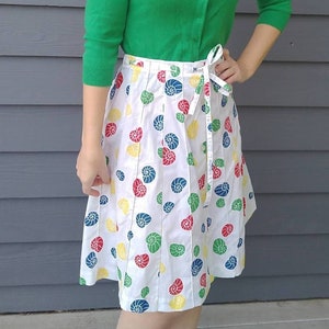 1980&#39;s SHELL PRINT SKIRT nautilus 80&#39;s M L (F6)