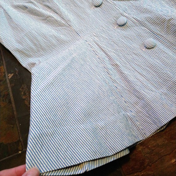 SEERSUCKER PEPLUM TOP shirt jacket 1990's does 19… - image 4