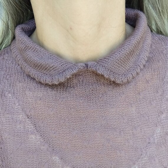 MAUVE SHEER peter pan collar SWEATER 1970's 1980'… - image 3