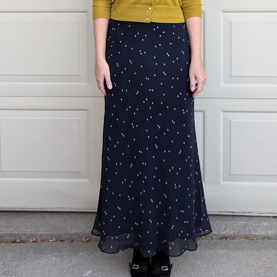 SILK MAXI SKIRT 1990's 90's ann taylor M (N11) - image 2